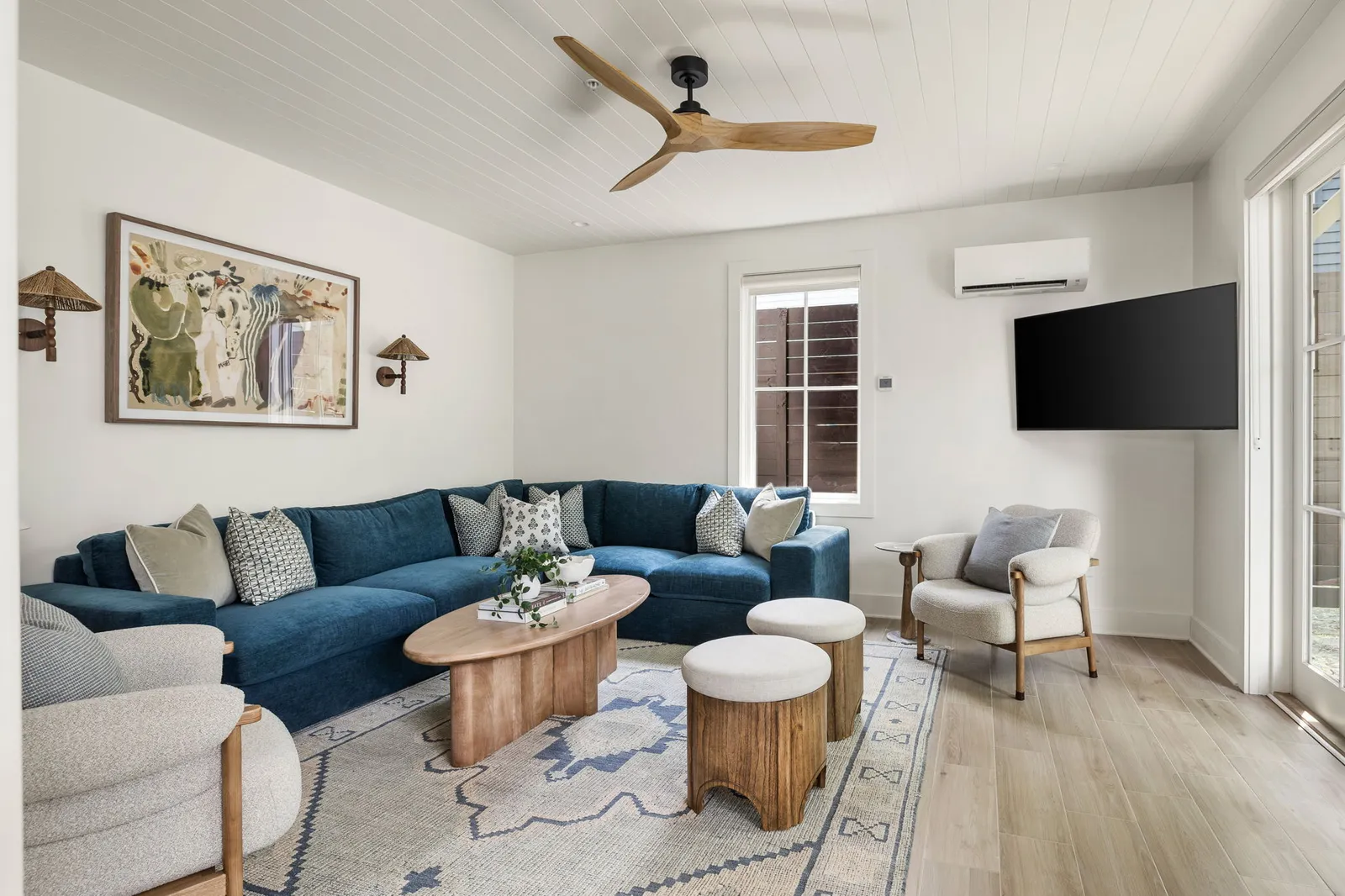 The living room with a large sectional